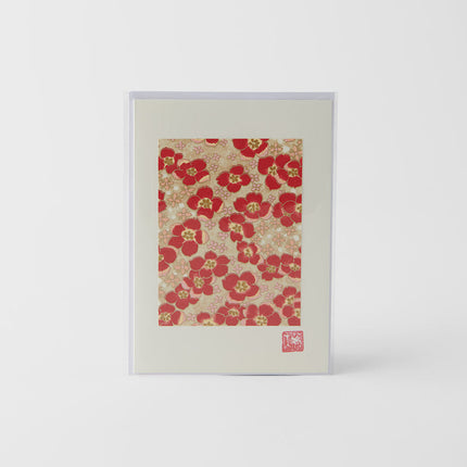 Card Chiyogami Blossom & Gold Handmade Greeting.