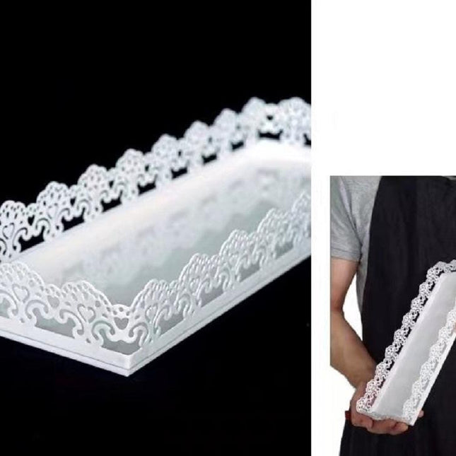 Decorative Rectangle Metal Tray White 30cm.