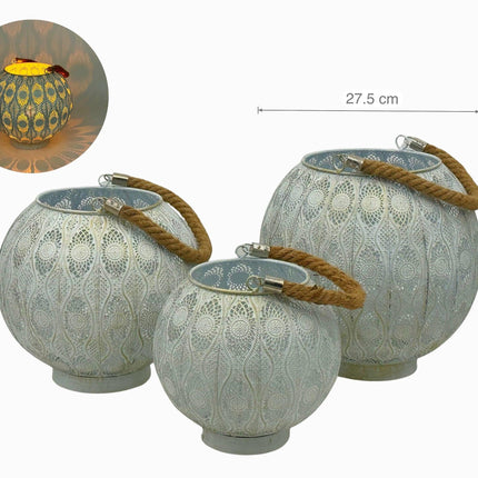 White Wash Moroccan Lantern 28cm.