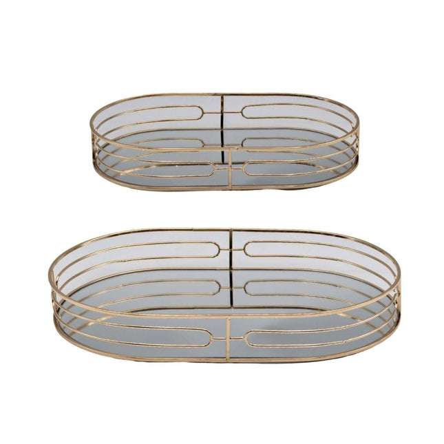 Oval Mirror Tray Oval Champagne Gold 40cm.