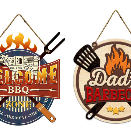 Bulk 12 Bbq Metal Hanging Sign 35x35cm