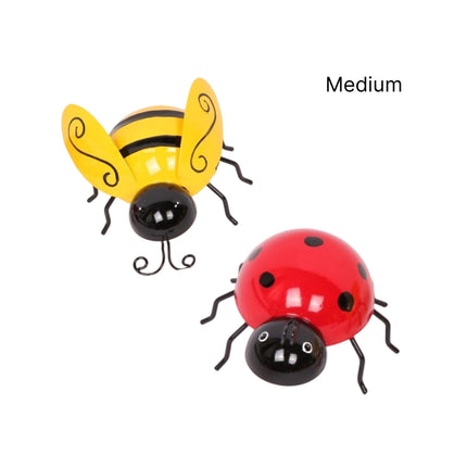 Set 2 Metal Bee & Lady Bug Wall Decor 6x13cm.