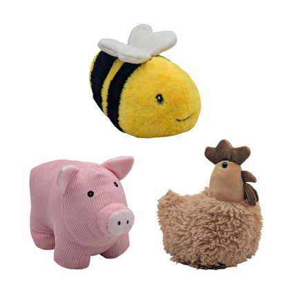 Set 3 Bee Rooster Pig Door Stopper Assort 22cm.