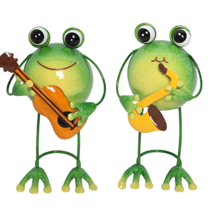 Bulk 12 Metal Musical Frog Garden Decor 14x11.5x23cm 2 Asst