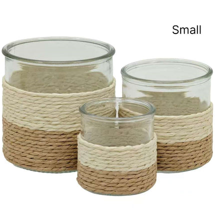 bulk 24 Paper Rope Glass Jar 8cm.