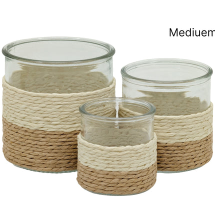 bulk 24 Paper Rope Glass Jar 10cm.