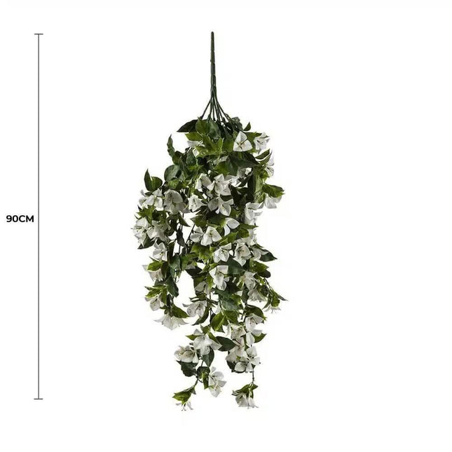 Hanging White Artificial Bougainvillea Plant UV Resistant 90cm.