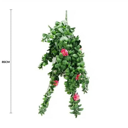 Hanging Pink Rose Stem UV Resistant 85cm.