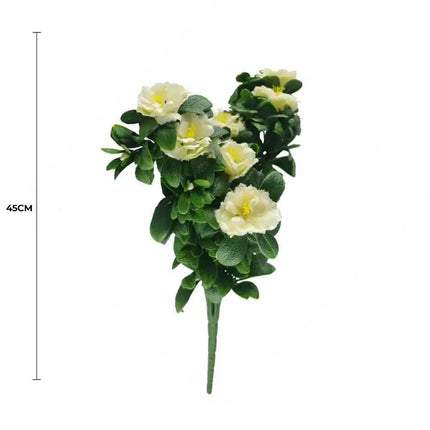 Premium Artificial White Rose Bunch UV Resistant 45cm.