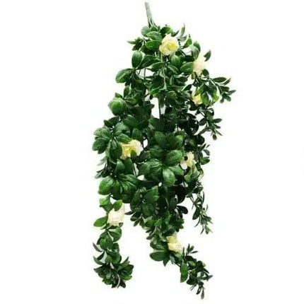 Hanging White Rose Stem UV Resistant 85cm.