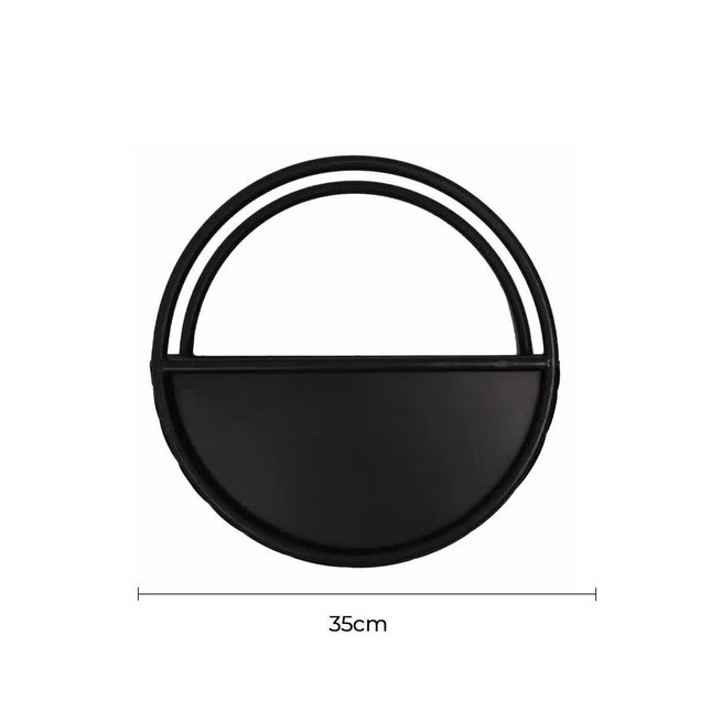 Premium Floating Half Moon / Semi Circle Metal Wall Planter | Onyx Black 35cm.