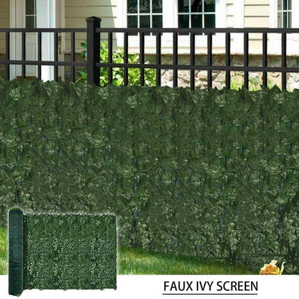 Artificial Ivy Leaf Hedging & Privacy Screen (Shade Cloth Backing Fake Ivy) 3m X 1m Roll.