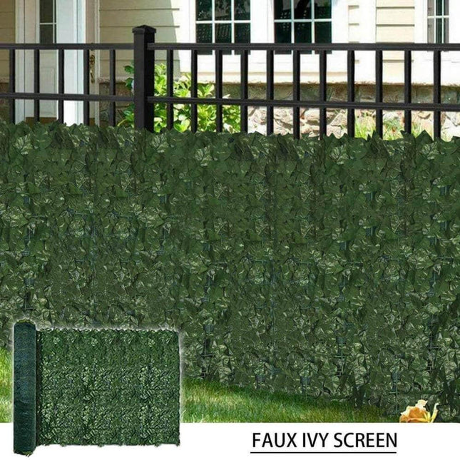 Artificial Ivy Leaf Hedging & Privacy Screen (Shade Cloth Backing Fake Ivy) 3m X 1m Roll.