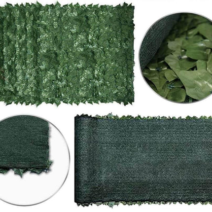 Artificial Ivy Leaf Hedging & Privacy Screen (Shade Cloth Backing Fake Ivy) 3m X 1m Roll.