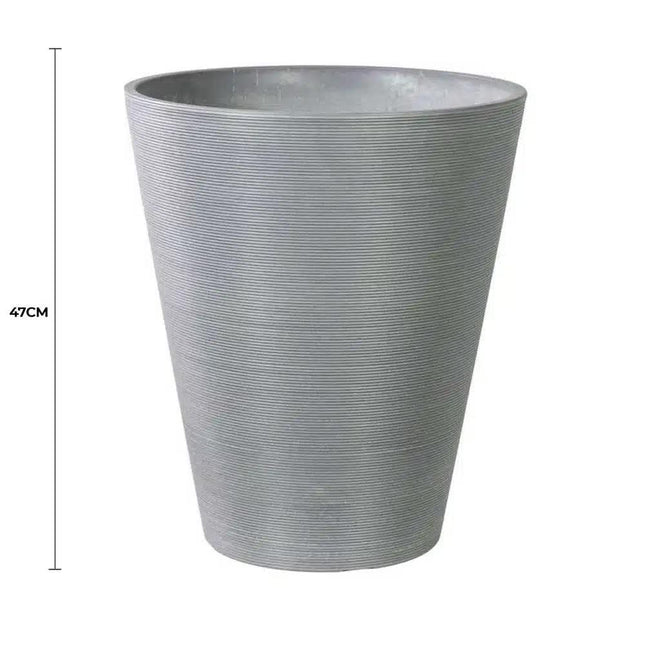 Decorative Textured Round Grey Planter 47cm.