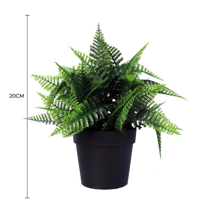 Small Potted Artificial Persa Boston Fern Plant UV Resistant 20cm.