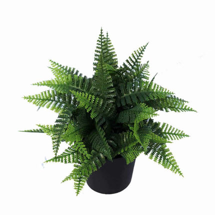 Small Potted Artificial Persa Boston Fern Plant UV Resistant 20cm.