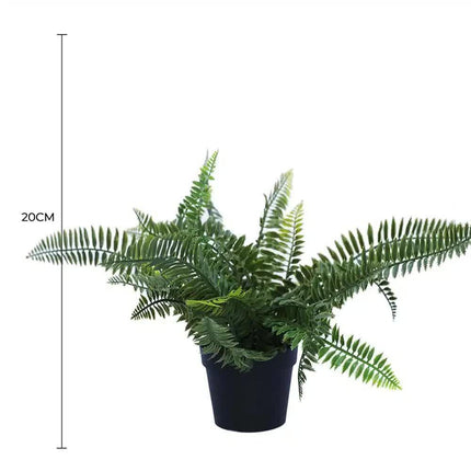 Small Potted Artificial Dark Green Fern Plant UV Resistant 20cm.