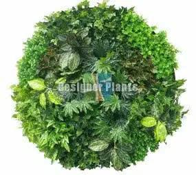 Artificial Green Wall Disc Art 150cm Mixed Ivy and Philodendron (Onyx Black).