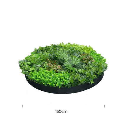 Artificial Green Wall Disc Art 150cm Mixed Ivy and Philodendron (Onyx Black).