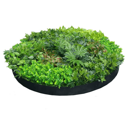 Artificial Green Wall Disc Art 150cm Mixed Ivy and Philodendron (Onyx Black).