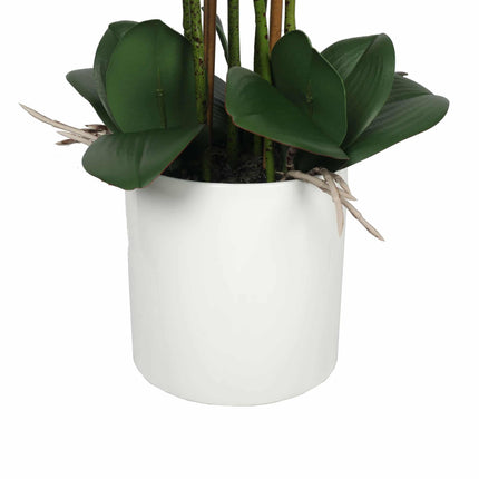 Large Multi-Stem White Potted Faux Orchid 65cm.