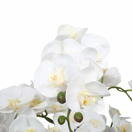 Large Multi-Stem White Potted Faux Orchid 65cm.