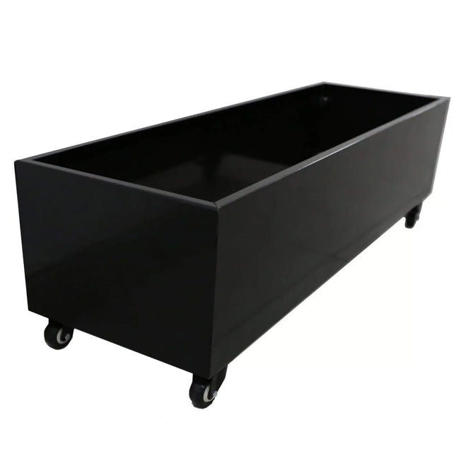 Black Metal Planter Medium + Wheels.