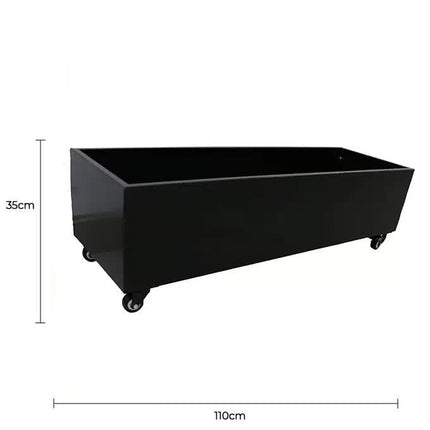 Black Metal Planter Medium + Wheels.