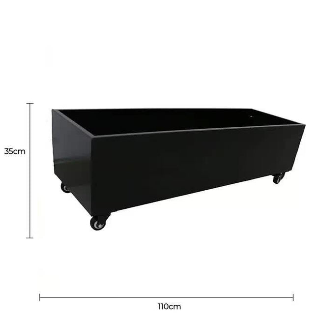 Black Metal Planter Medium + Wheels.