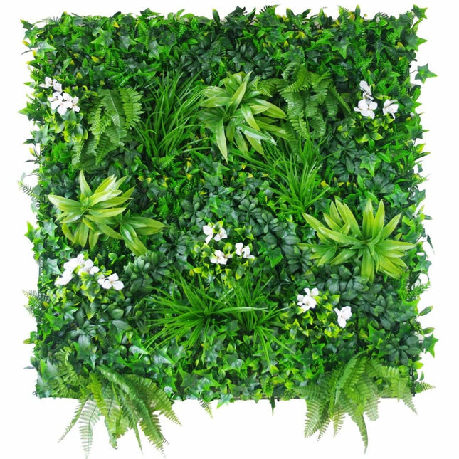 Luxury Snowy White Vertical Garden / Green Wall UV Resistant 100cm x 100cm.