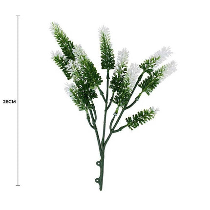 Small White Artificial Lavender Stem UV Resistant 26cm.