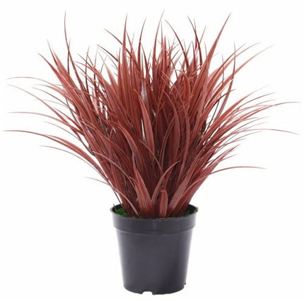 Artificial Ornamental Potted Dense Burgundy Grass UV Resistant 38cm.