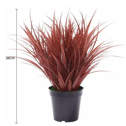 Artificial Ornamental Potted Dense Burgundy Grass UV Resistant 38cm.