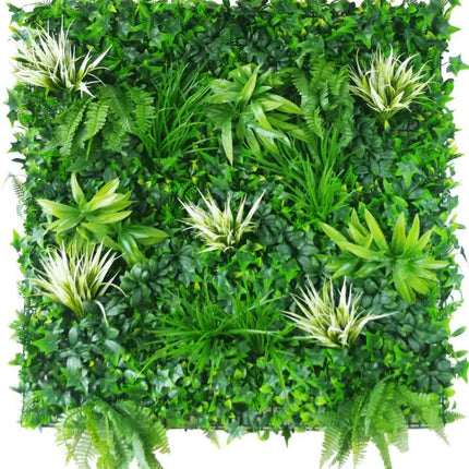 White Grassy Greenery Vertical Garden / Green Wall UV Resistant 100cm x 100cm.