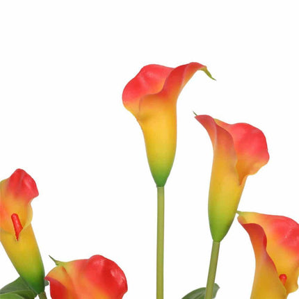 Artificial Flowering White & Orange Peace Lily / Calla Lily Plant 50cm.