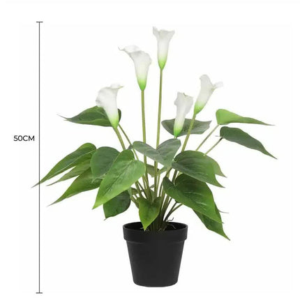 Artificial Flowering White Peace Lily / Calla Lily Plant 50cm.