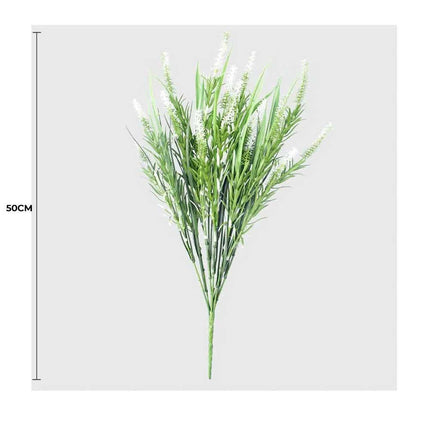 Long Artificial Lavender Stem (White) 50cm UV Resistant.