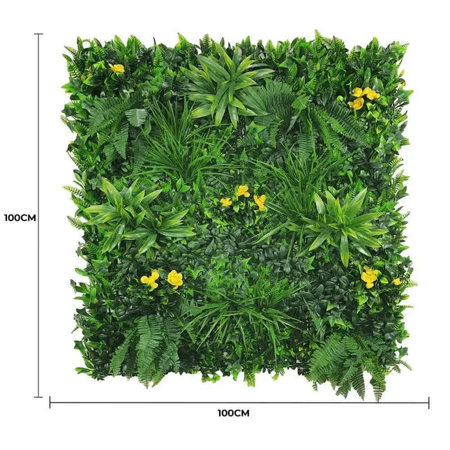 Yellow Rose Vertical Garden / Green Wall UV Resistant 100cm x 100cm.