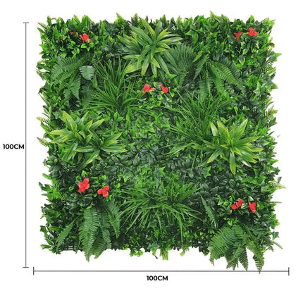 Elegant Red Rose Vertical Garden / Green Wall UV Resistant 100cm x 100cm.