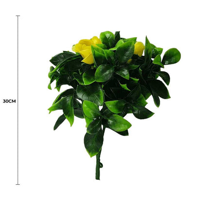 Flowering Yellow Rose Stem UV Resistant 30cm.