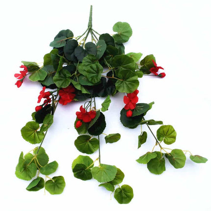 Artificial Geranium Hanging Bush with Red Flowers 60cm.