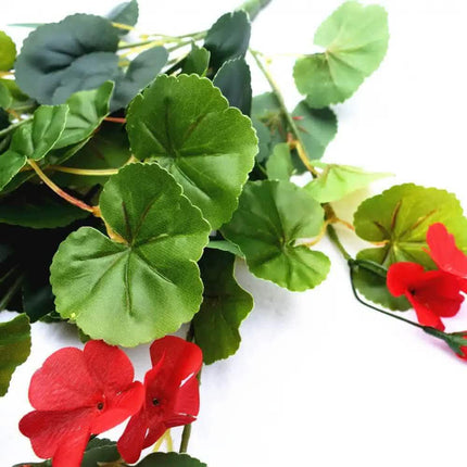 Artificial Geranium Hanging Bush with Red Flowers 60cm.