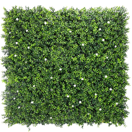 Luxury Flowering Artificial Buxus Hedge Panel UV Resistant Sample.
