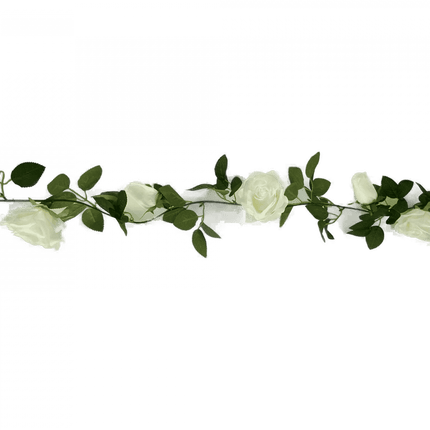 Flowering White Artificial Rose Garland 190cm.