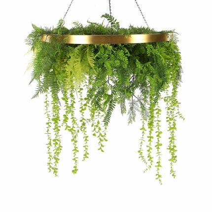 Imitation Gold Artificial Hanging Green Wall Disc 80cm (Limited Edition) UV Resistant Foliage.