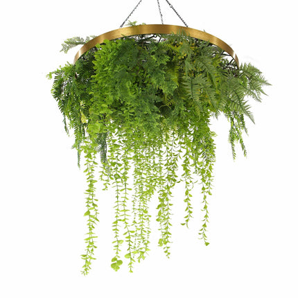 Imitation Gold Artificial Hanging Green Wall Disc 80cm (Limited Edition) UV Resistant Foliage.