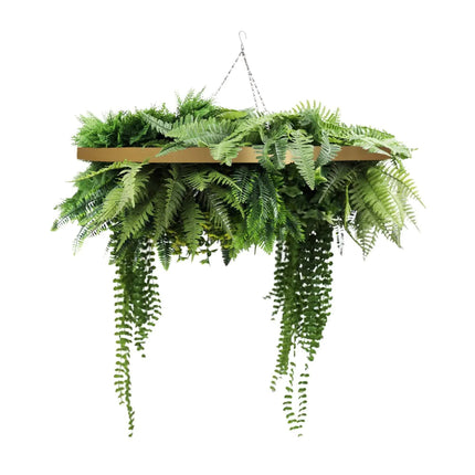 Gold Artificial Hanging Green Wall Disc 80cm UV Resistant Foliage.
