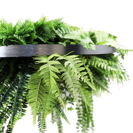 Silver Artificial Hanging Green Wall Disc 80cm UV Resistant Foliage.