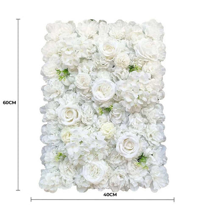 Artificial Flower Wall Backdrop Panel 40cm x 60cm Mixed Whites.